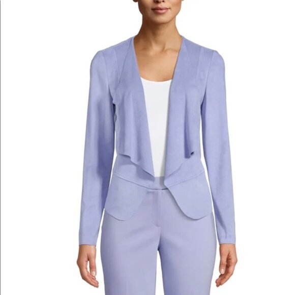 Anne Klein Jackets & Blazers - Anne Klein Faux Suede Drape Front Jacket High Sky
